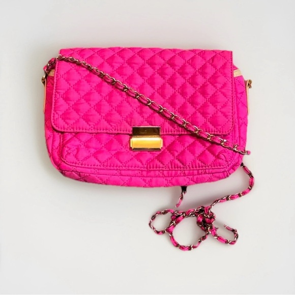 Y2K Forever 21 Pink Quilted Chain Shoulder Bag Trendy Club Purse - Picture 1 of 16